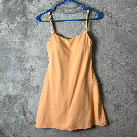 lululemon athletica Dresses & Skirts - Lululemon Align Cami Strap Dress Peach Bellini Size 4 Bra Shelf Liner Shorts